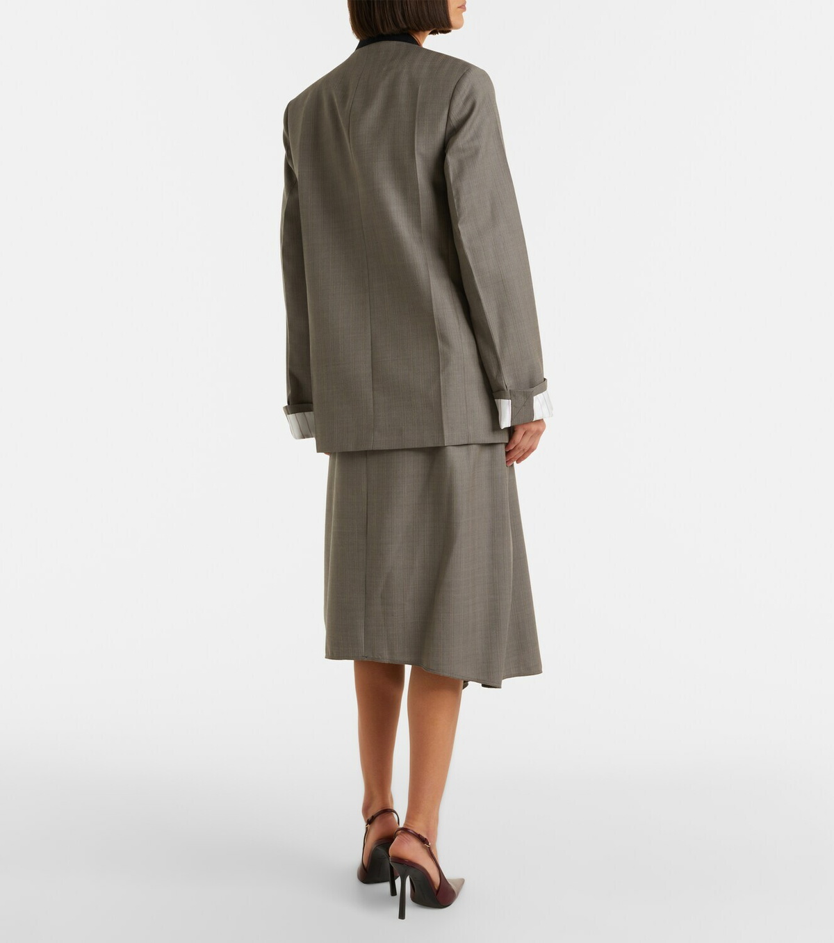 Victoria Beckham Asymmetric virgin wool midi skirt