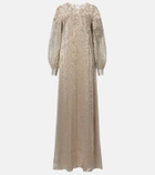 Oscar de la Renta Embellished silk-blend gown