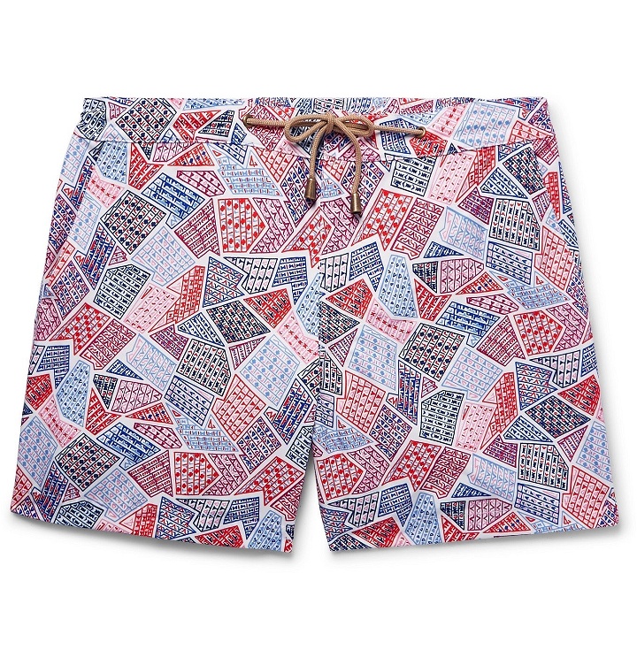 Photo: Thorsun - Slim-Fit Mid-Length Printed Swim Shorts - Pink