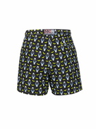 MC2 Saint Barth Man Lightweight Fabric Swim-shorts Lighting Micro Fantasy With Watches Print