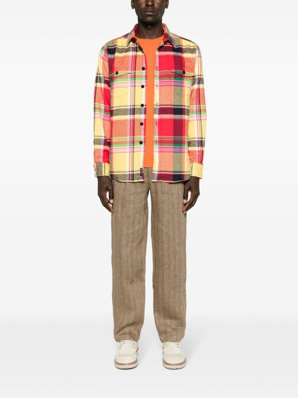 NOAH NY Yellow Plaid-Check Flannel Shirt Noah NYC
