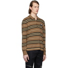 Burberry Brown Icon Stripe Long Sleeve Polo