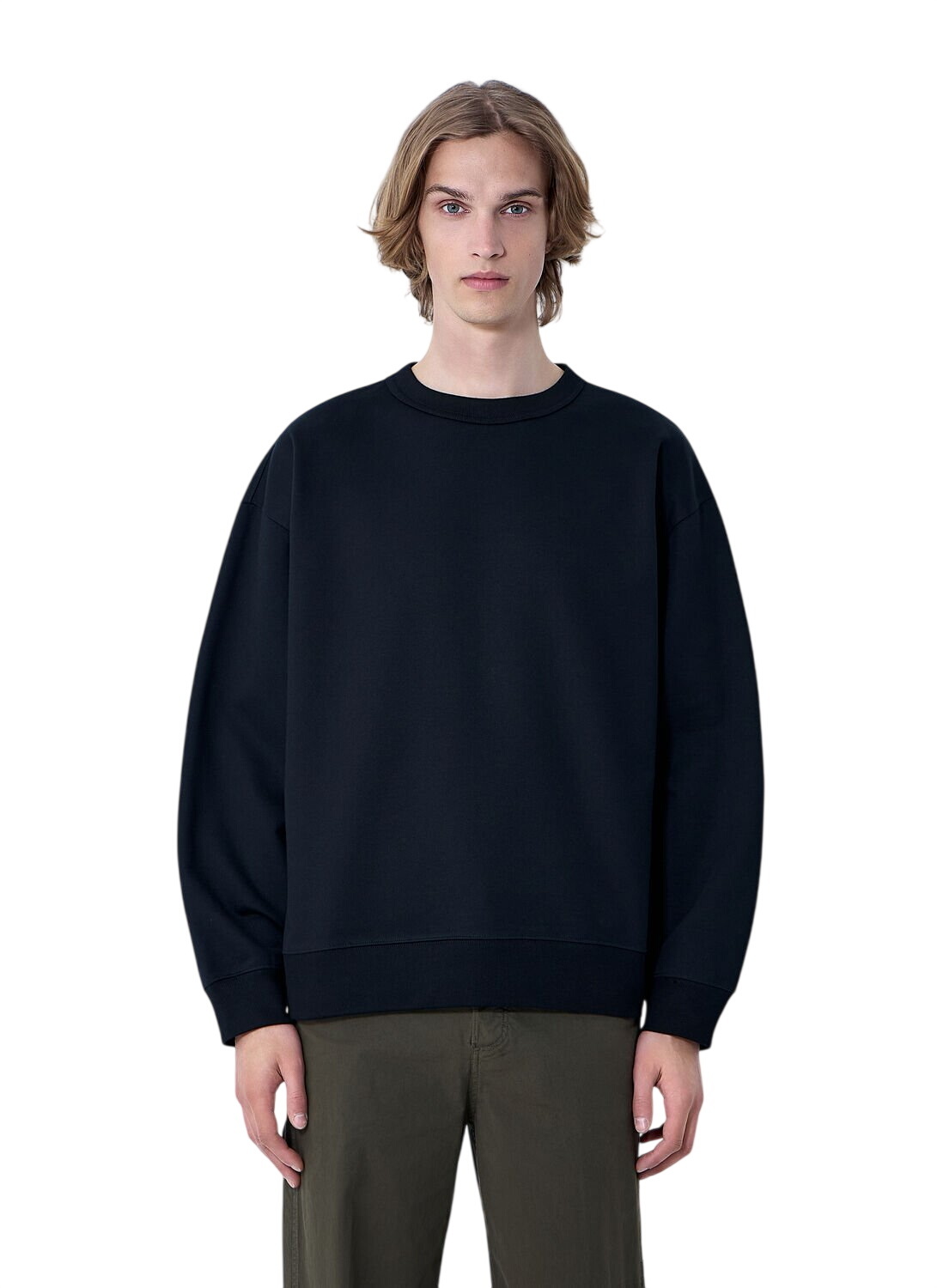 Dries Van Noten Men's Handy Panel Sleeve Crew Sweatshirt in Black