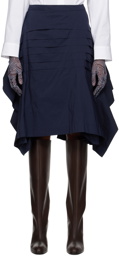 Dries Van Noten Navy Deconstructed Midi Skirt