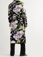 TOM FORD - Tasselled Piped Floral-Print Silk-Twill Robe - Blue