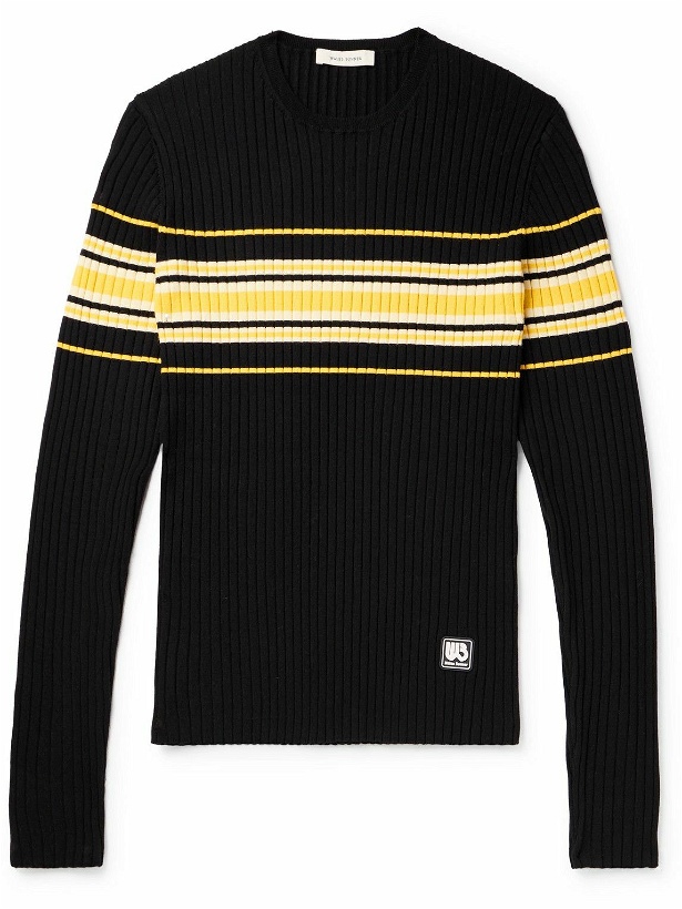 Photo: Wales Bonner - Striped Ribbed Wool-Blend Sweater - Black