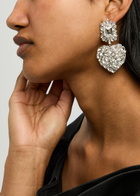 Self-portrait Crystal-embellished Silver-plated Heart Drop Earrings - One Size