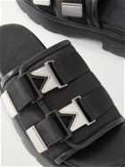Bottega Veneta - Bomber Webbing-Trimmed Shell and Leather Sandals - Black