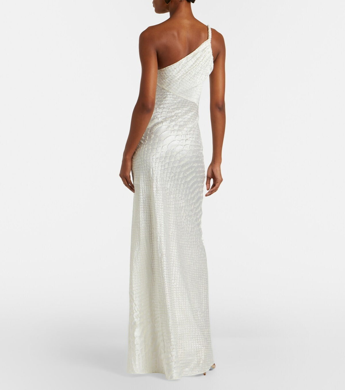 Roberto Cavalli Snake-print one-shoulder gown