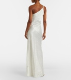 Roberto Cavalli Snake-print one-shoulder gown