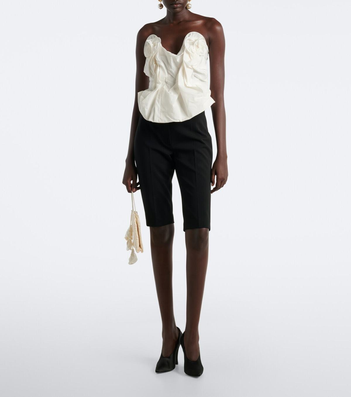Magda Butrym Draped cotton and silk bustier top