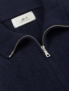 Mr P. - Pointelle-Knit Merino Wool Zip-Up Cardigan - Blue