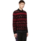 Givenchy Black and Red Vertical Logo Sweater