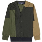 Comme des Garçons Homme Men's Mixed Panel Cardigan in Khaki