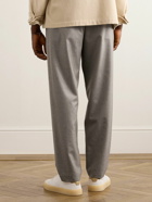 Caruso - Straight-Leg Pleated Cotton-Blend Flannel Drawstring Trousers - Neutrals
