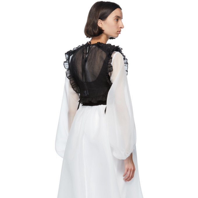Enfold Black Organdie Frill Tank Top