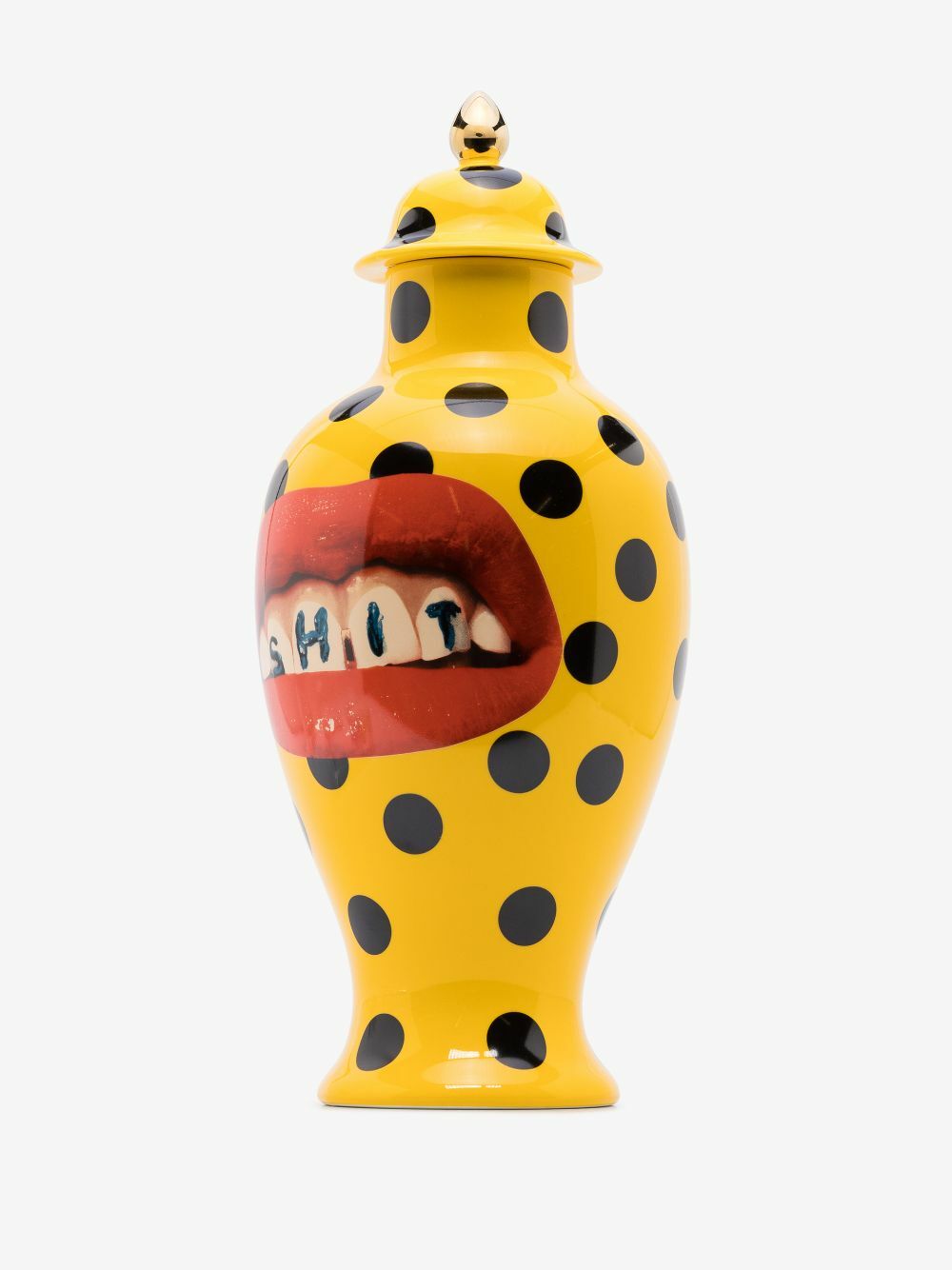 Seletti Yellow Toiletpaper Polka Dot Porcelain Vase