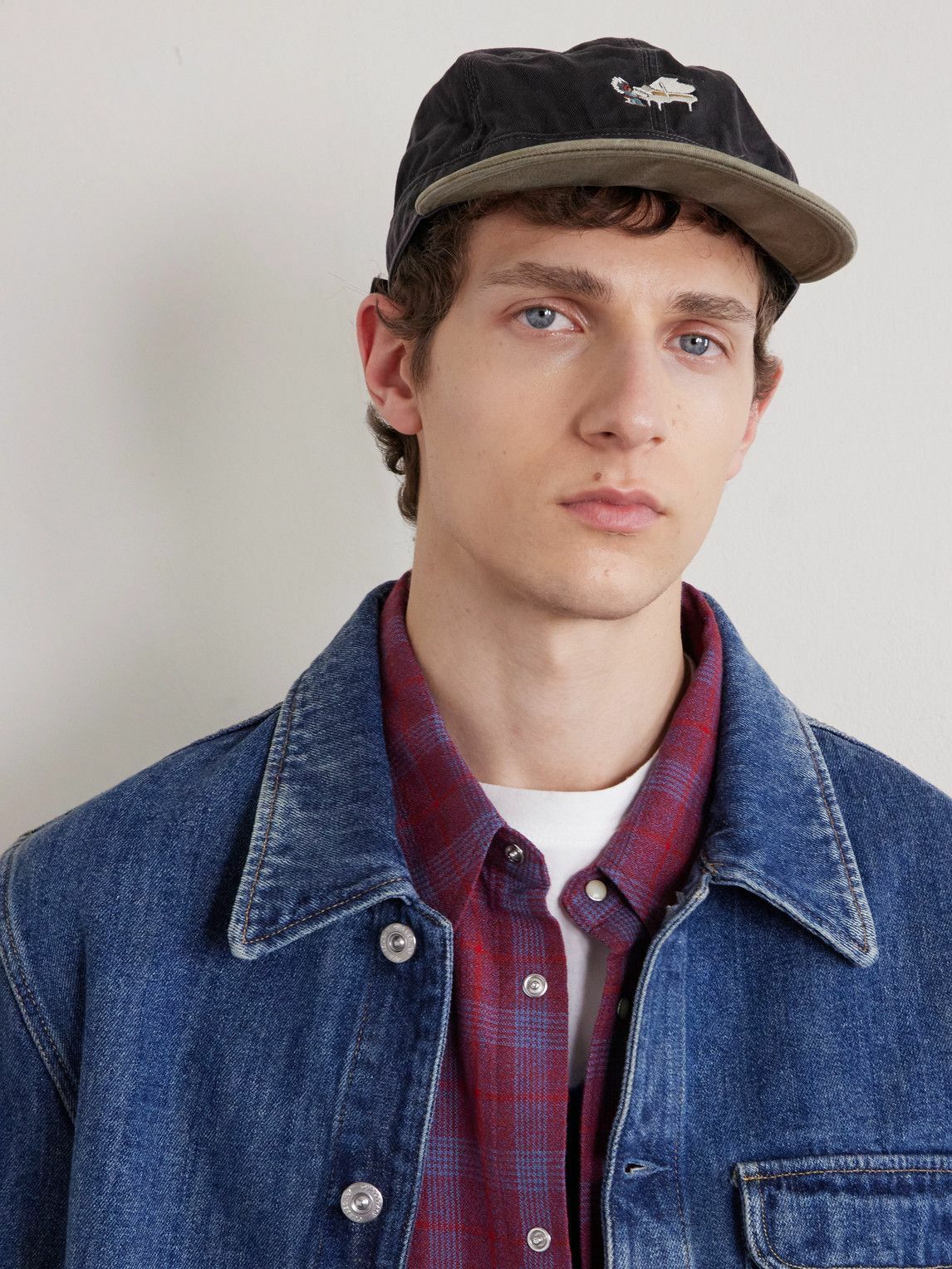 KAPITAL - Life Scherzo Chino Brimfield Embroidered Cotton-Twill Cap
