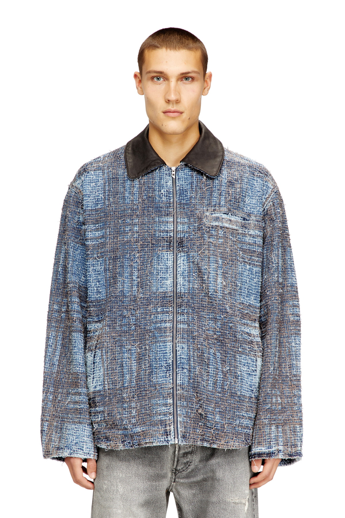 Diesel Jacket in graphic bouclé denim - Denim Jackets Mens in Multicolor