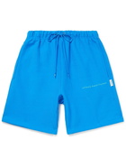 Abc. 123. - Straight-Leg Webbing-Trimmed Logo-Embroidered Cotton-Blend Jersey Drawstring Shorts - Blue