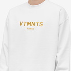 VTMNTS Men's Embroidered Logo Crew Sweat in White/Gold