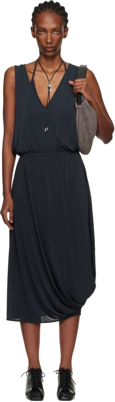 Photo: LEMAIRE Gray Double Layer Drape Maxi Dress