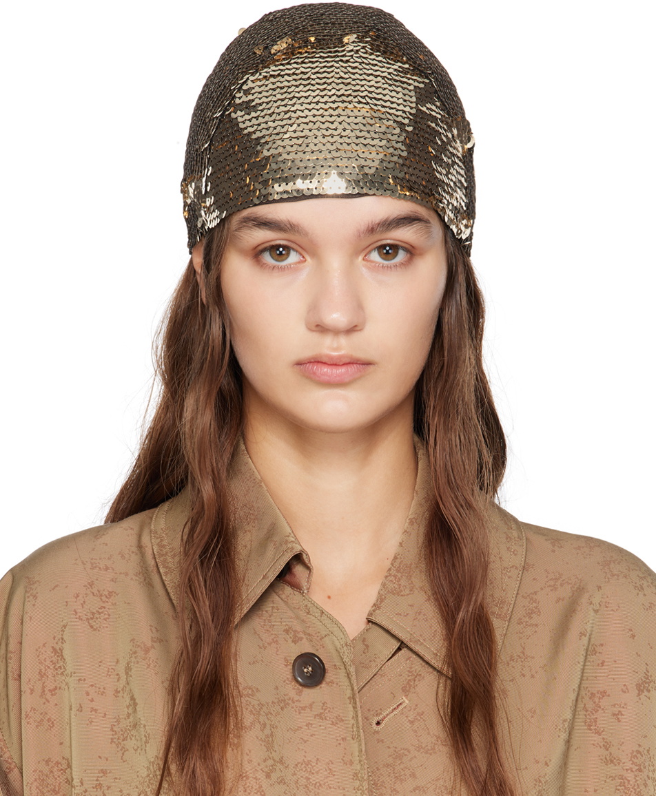 Maison Margiela Gold Sequinned Beanie