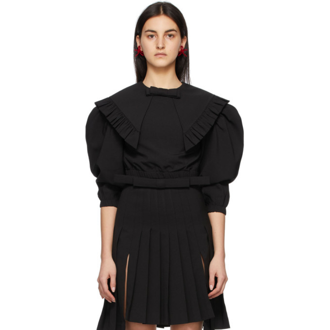 Shushu/Tong Black Peaked Collar Bow Blouse Shushu/Tong