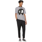 McQ Alexander McQueen Black and White Striped Mad Chester T-Shirt