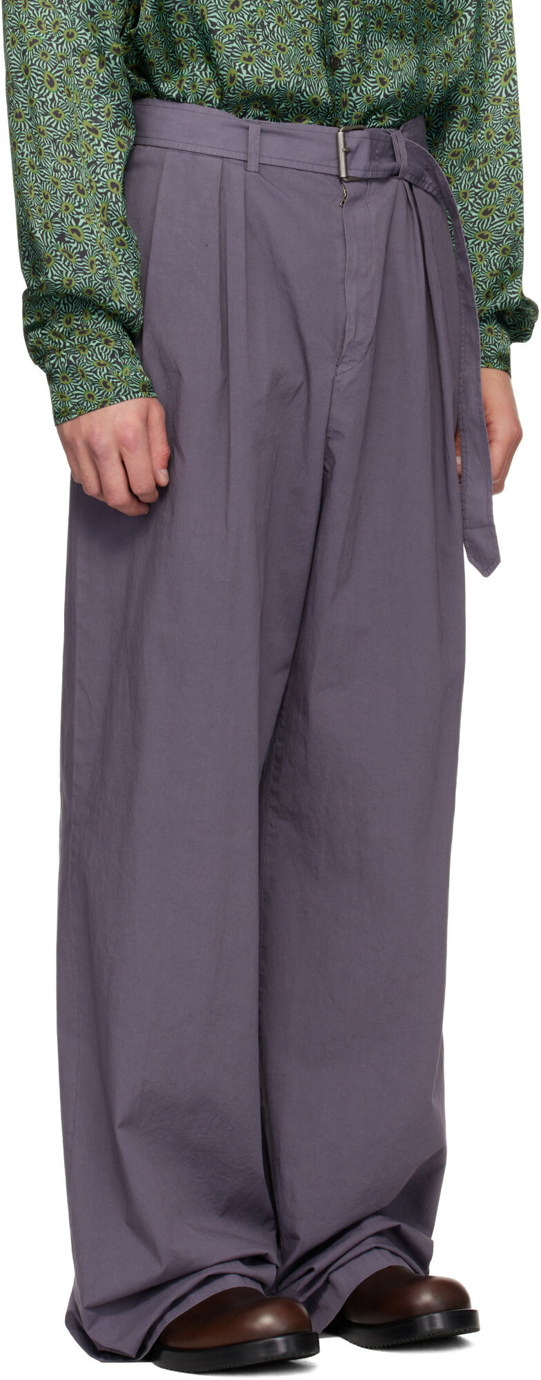 Dries Van Noten Purple Poplin Trousers
