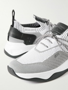 Berluti - Venezia Leather-Trimmed Stretch-Knit Sneakers - White