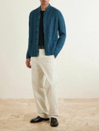 Inis Meáin - Lightkeeper Ribbed Linen Cardigan - Blue