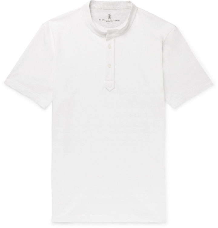 Photo: Brunello Cucinelli - Cotton-Jersey Henley T-Shirt - White