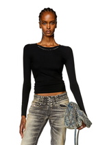 Diesel Long-sleeve top with chain necklace - T-Shirts Womens in Black