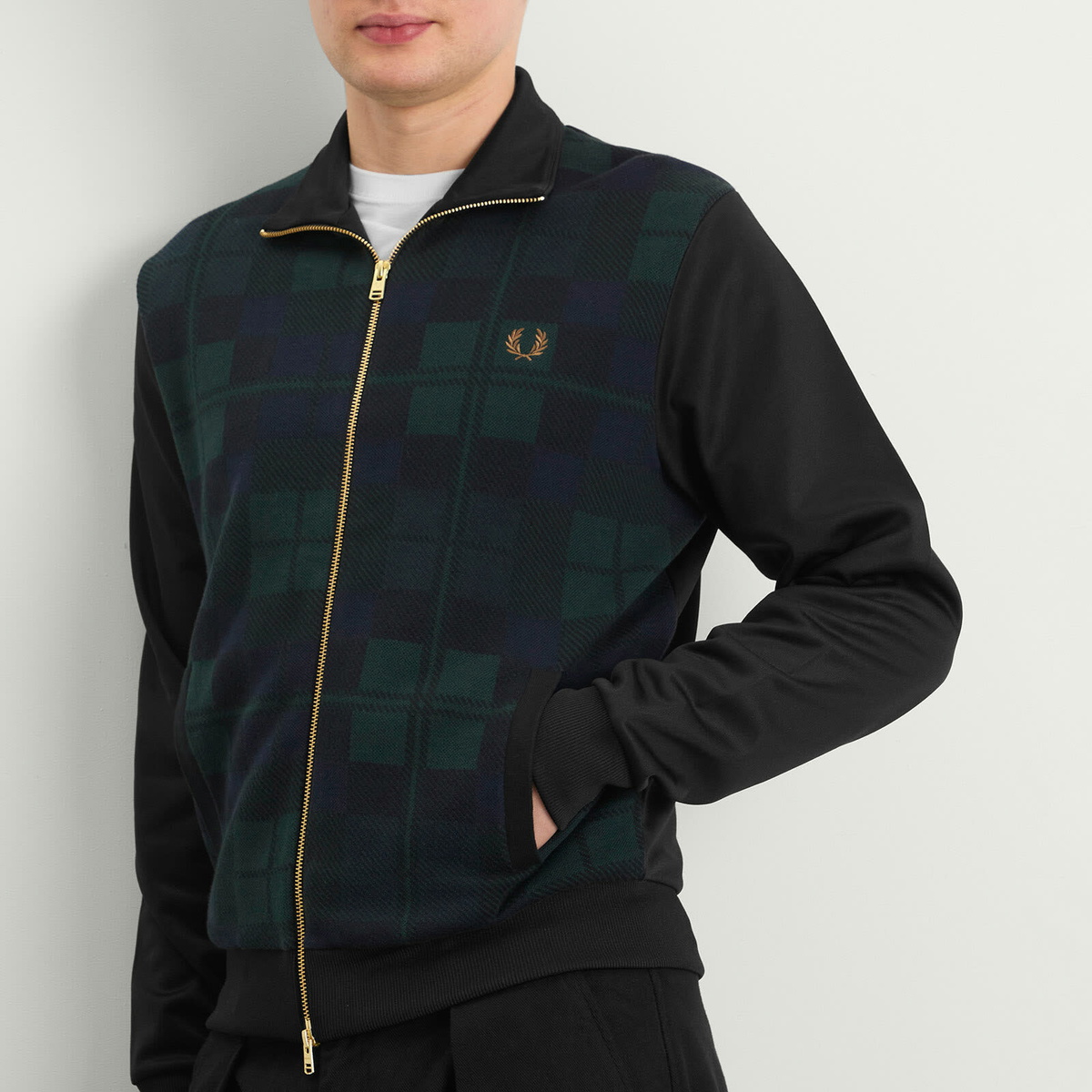 Fred Perry Men's Watch Tartan Track Jacket in Black