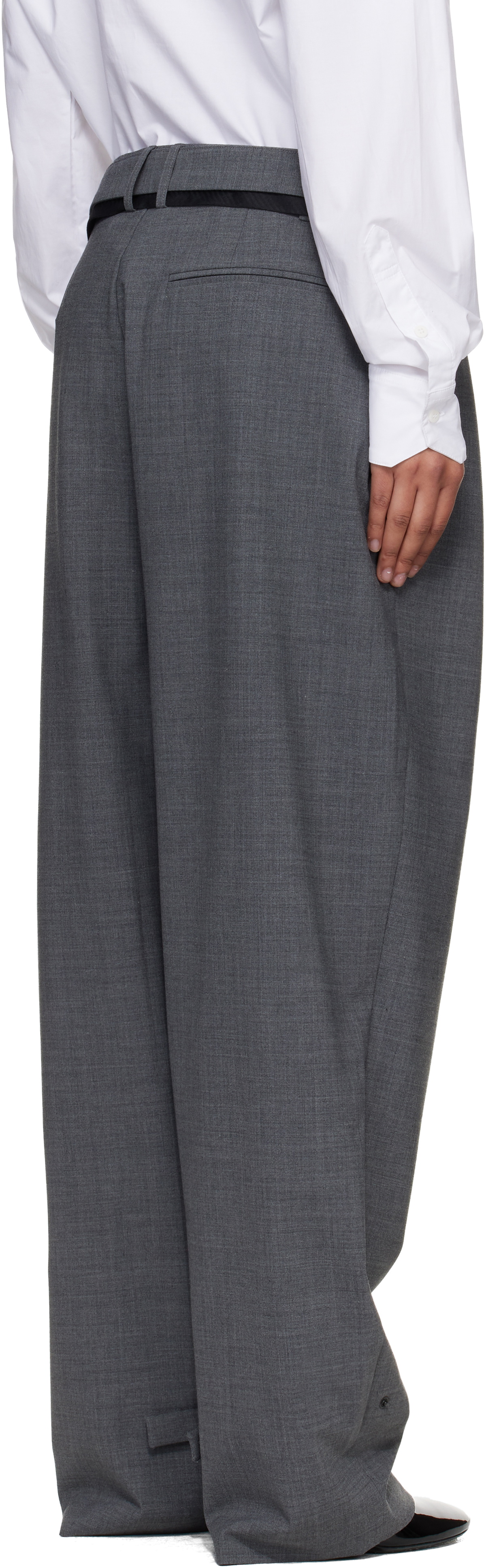 Ottolinger Gray Strapped Baggy Suit Trousers