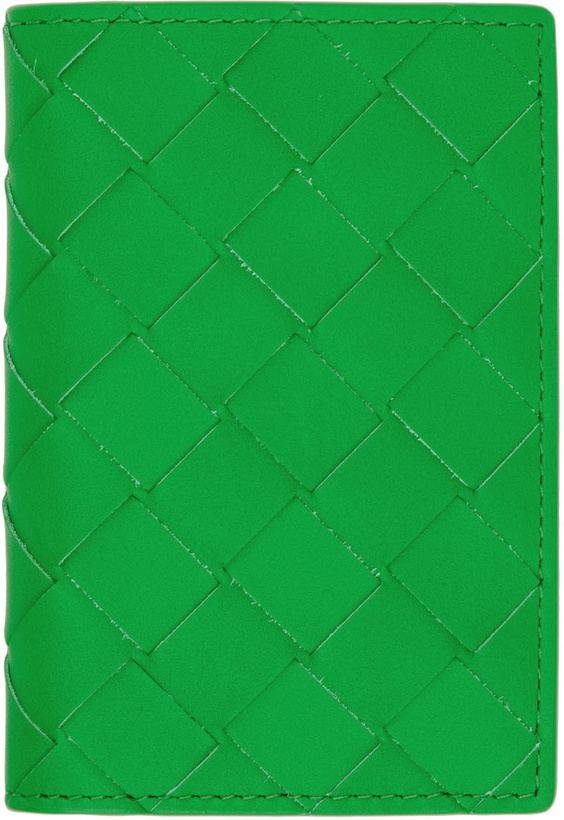 Photo: Bottega Veneta Green Intrecciato Bifold Wallet