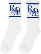Rhude White & Blue Scramble Logo Sock