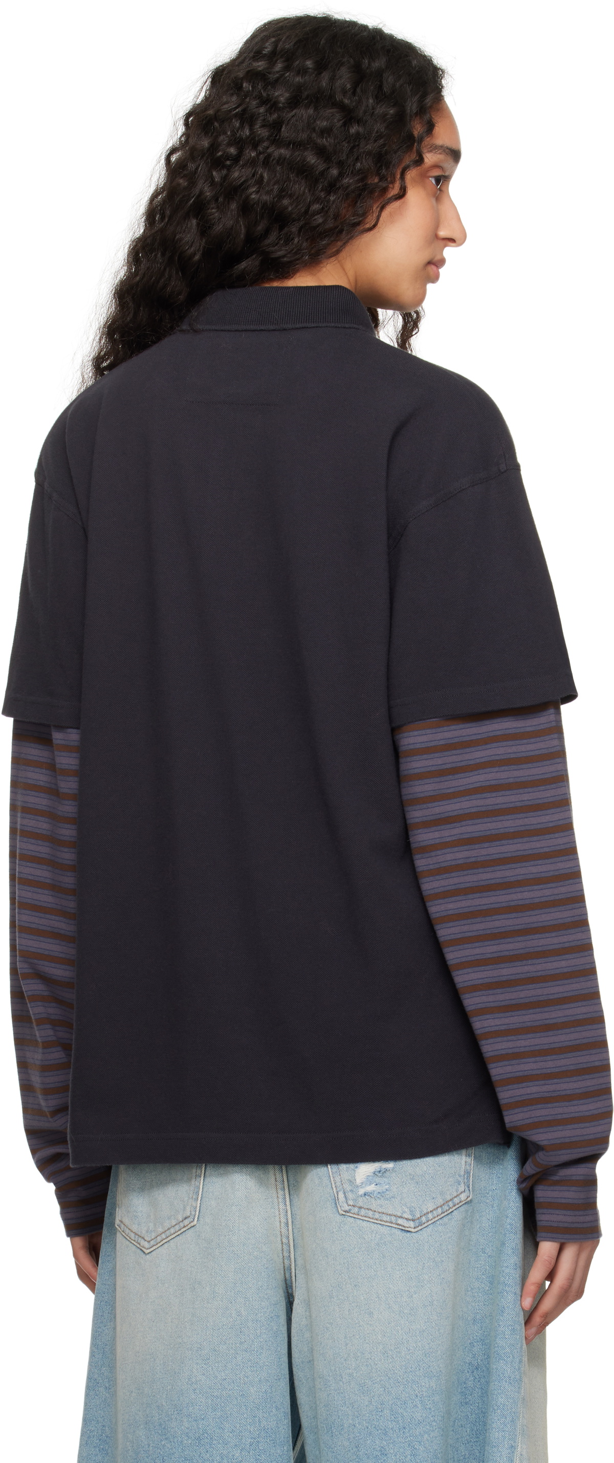 ERL Black Double Sleeve Polo ERL