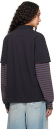 ERL Black Double Sleeve Polo