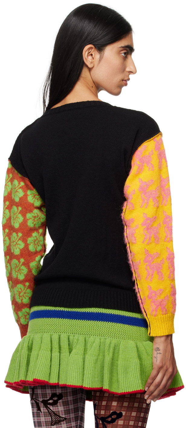 Ashley Williams Black & Multicolor Patchwork Sweater