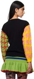 Ashley Williams Black & Multicolor Patchwork Sweater