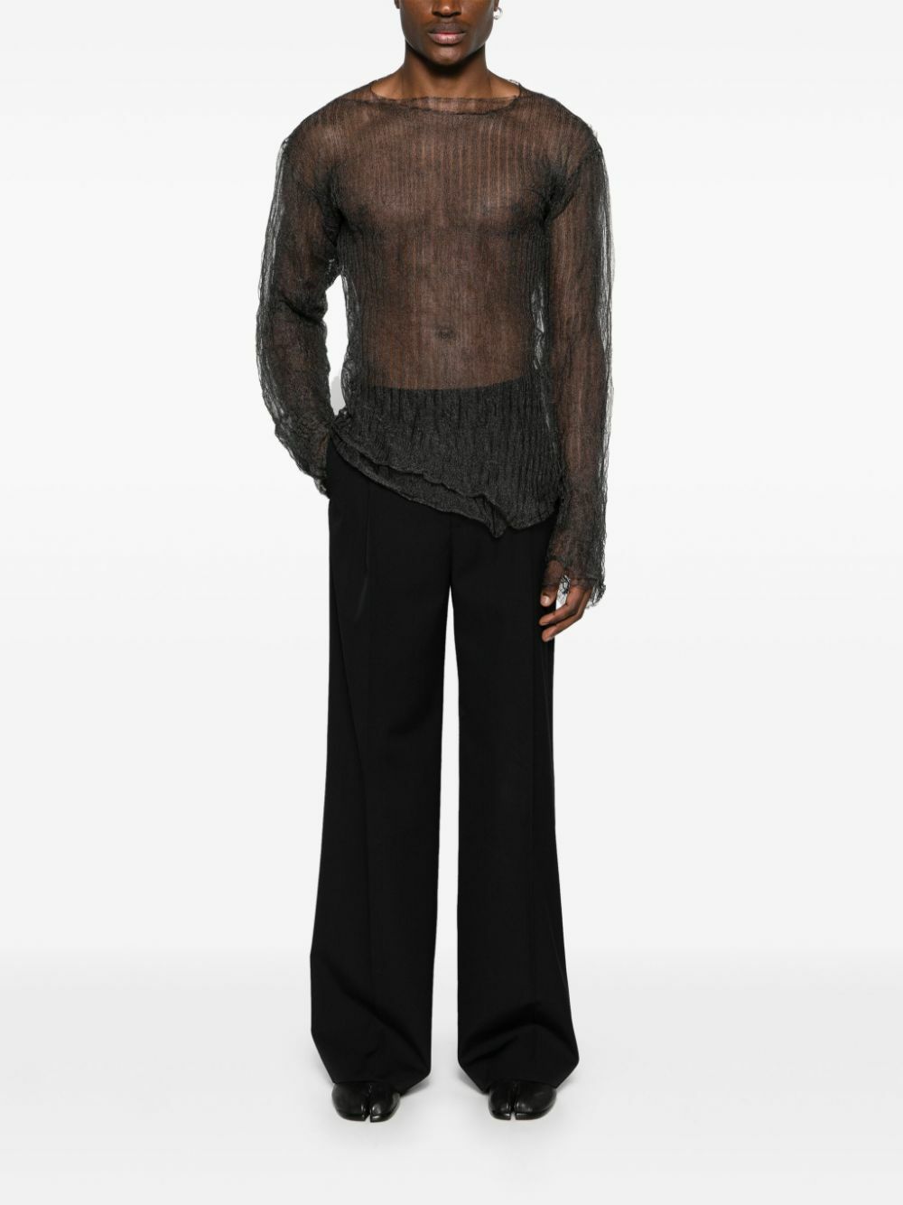 MLGA Black Open-Knit Sheer Sweater