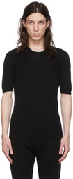 Label Under Construction Black Cotton T-Shirt