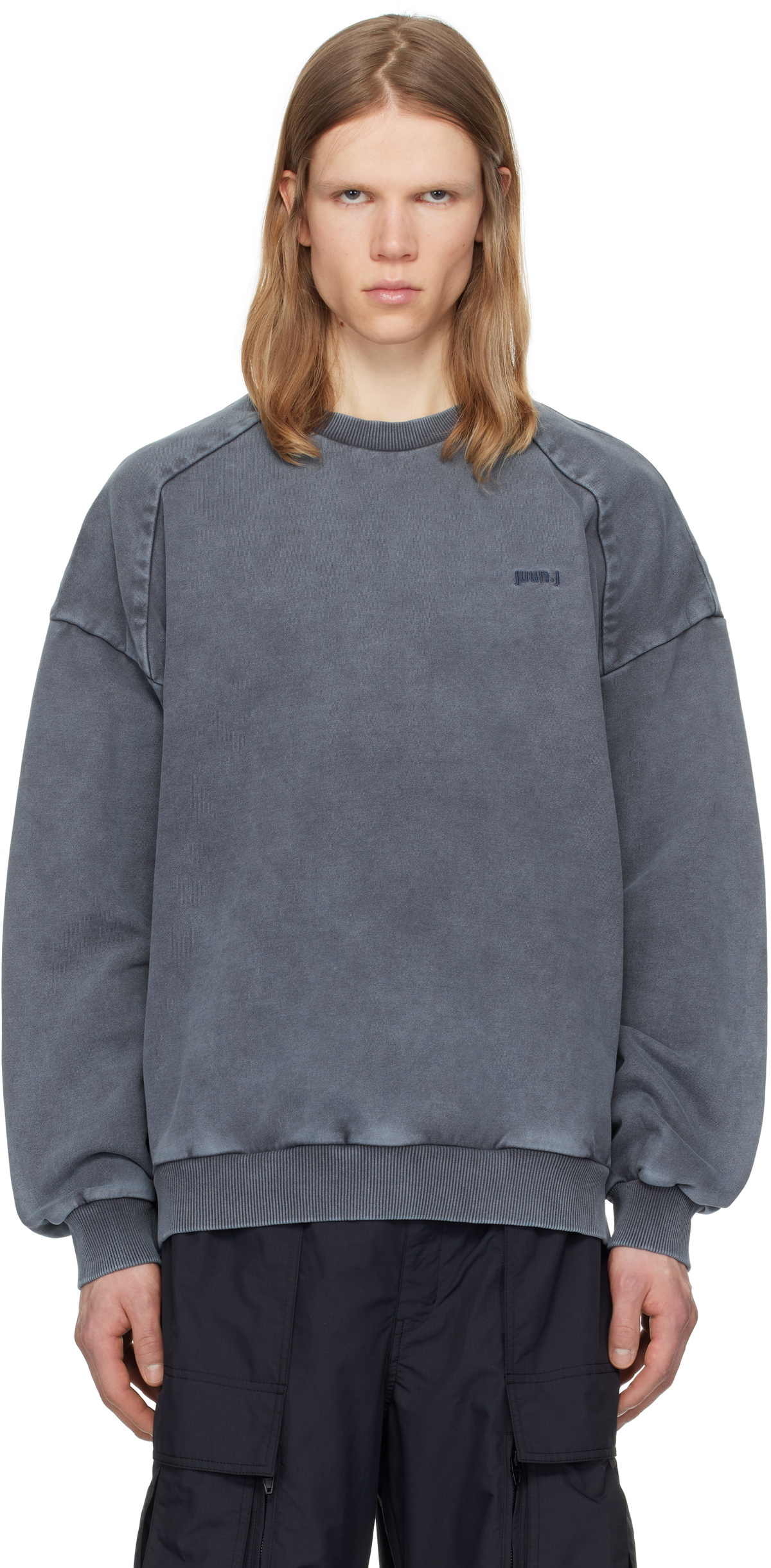 Juun.J Navy 'Language Under The Influence' Loose Fit Sweatshirt