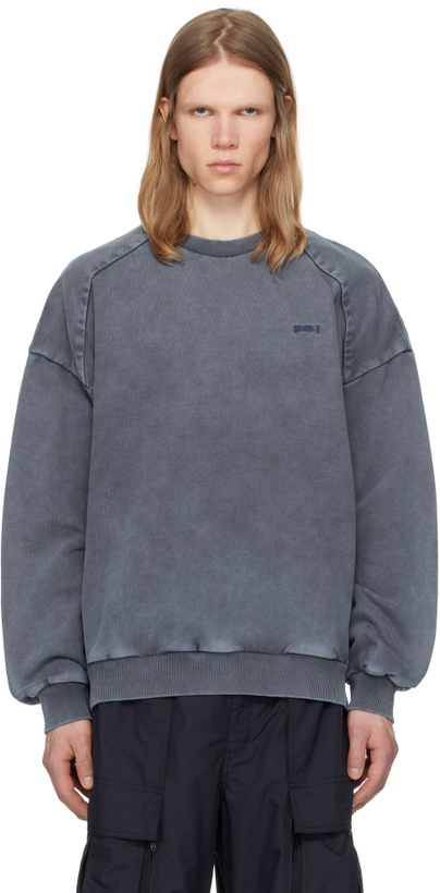 Photo: Juun.J Navy 'Language Under The Influence' Loose Fit Sweatshirt