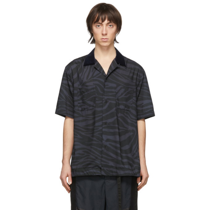 Photo: Sacai Black and Grey Zebra Short Sleeve Shirt