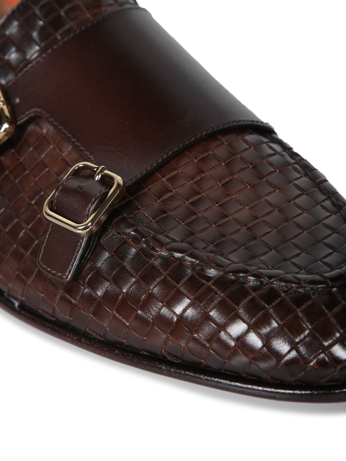 Santoni Dark Brown Woven Leather Loafer Santoni display picture 1