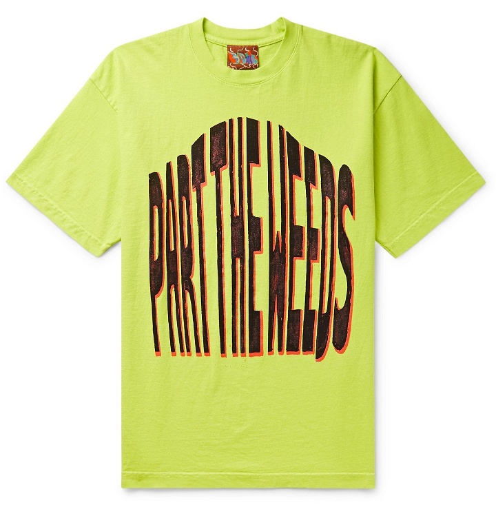 Photo: COME TEES - Printed Cotton-Jersey T-Shirt - Yellow