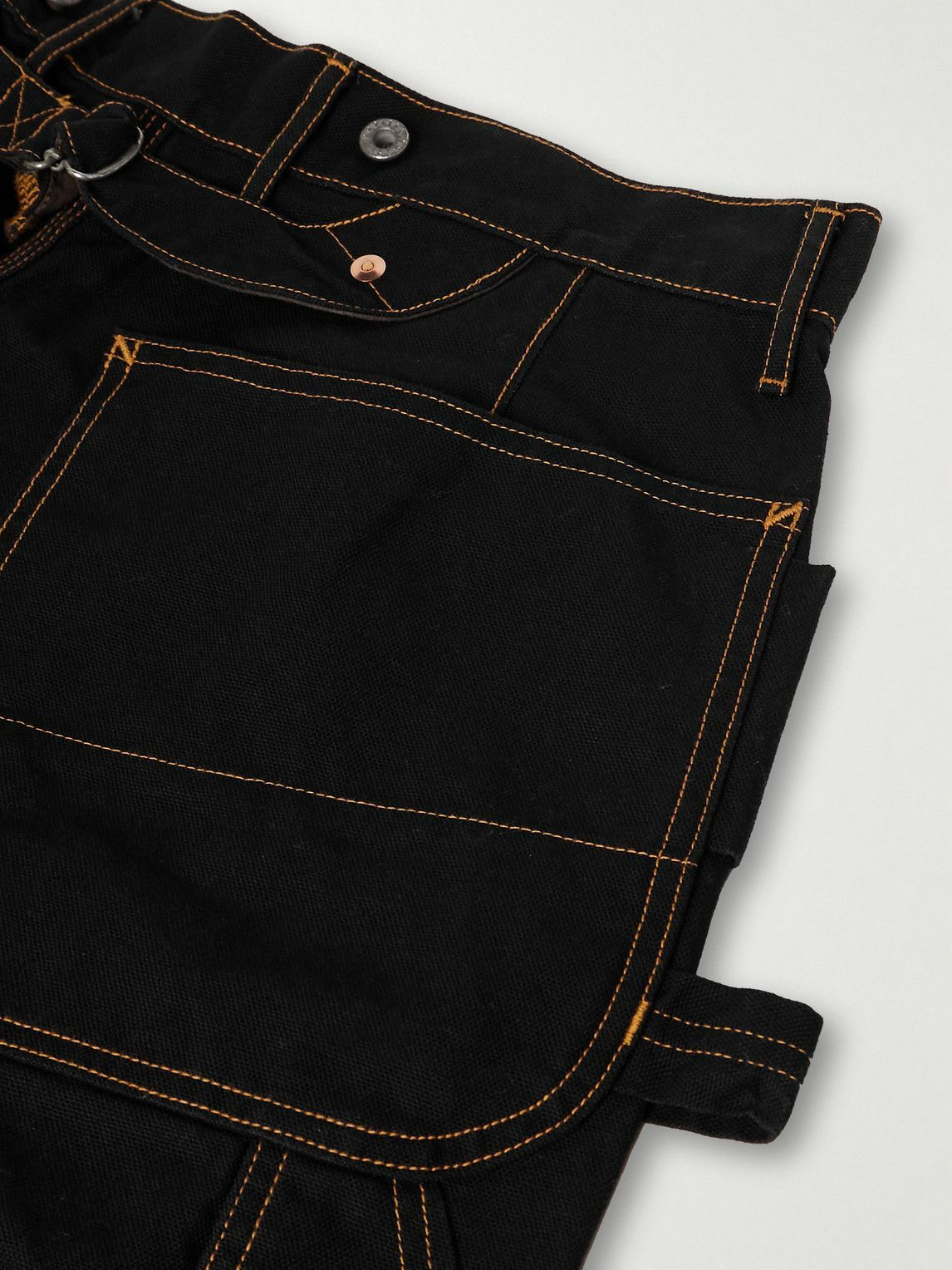 KAPITAL - Lumber Straight-Leg Embroidered Cotton-Canvas Cargo Trousers - Black